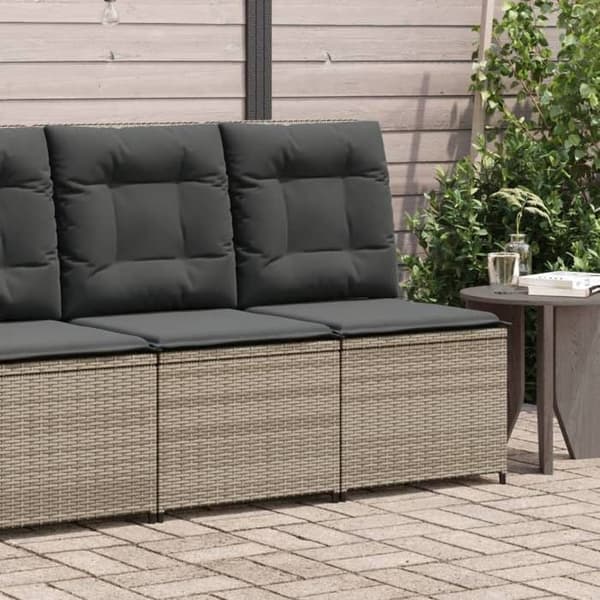 Maison Exclusive - Justerbar trädgårdssoffa med grå kuddar i flätad resin