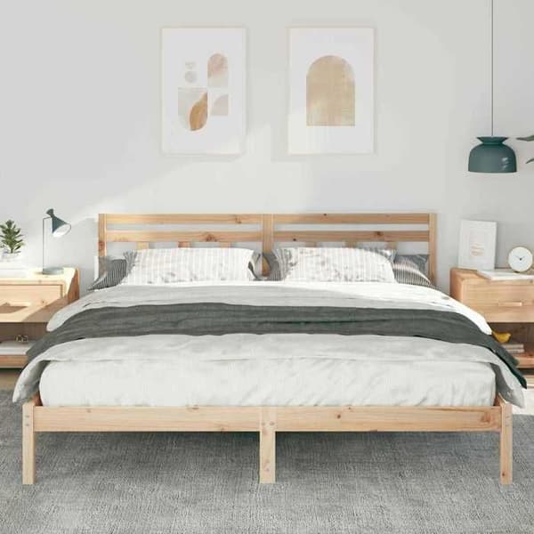 Maison Exclusive - Sängram Brun 200 x 200 cm Massivt trä