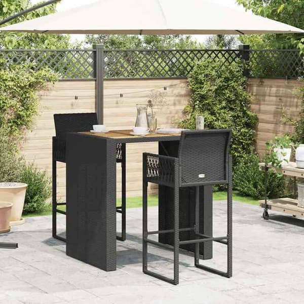 Havemøbel sæt - MAISON EXCLUSIVE - Uden puder - Sort - Holdbart poly rattan - Stålramme Svart