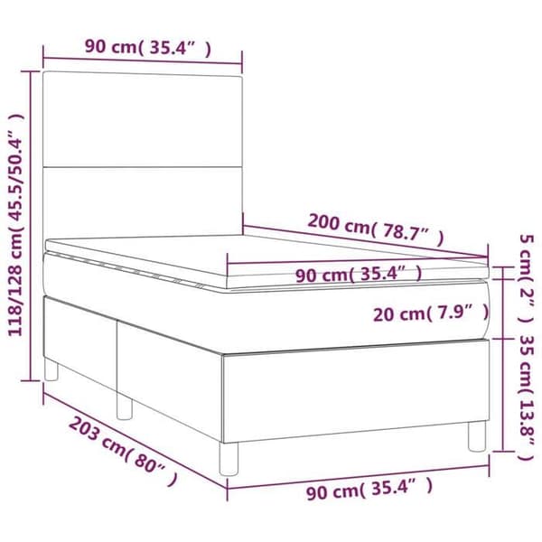 Maison Exclusive - Sengestel med springmadras Blå 90x200 cm Stof