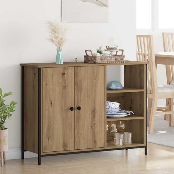 Buffet - EKSKLUSIVT HUS - 100 x 33 x 75 cm - Ingeniørtræ - Brun - Moderne