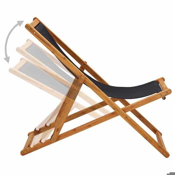 Maison Exclusive - Sammenklappelig strandstol i eucalyptus træ og sort stof