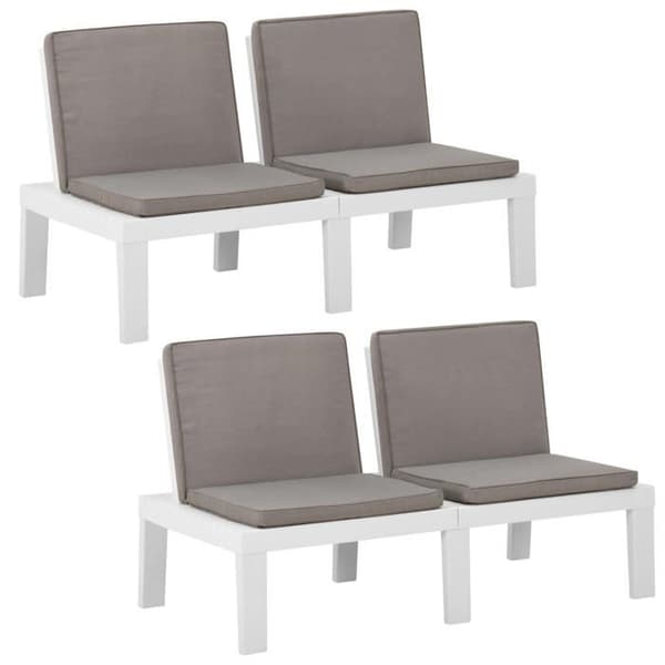 Maison Exclusive - Trädgårdsoffor med kuddar, set om 2, Vit Plast Vit