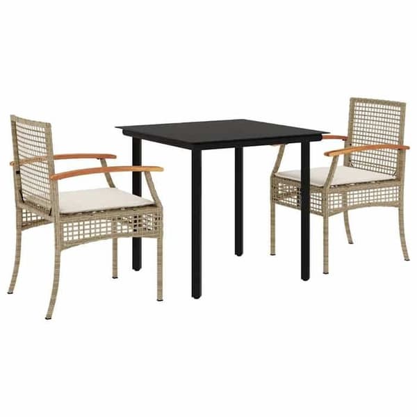 Havemøbel sæt - EKSKLUSIV HUS - 3 dele - Beige - Poly rattan - Aftagelige puder beige