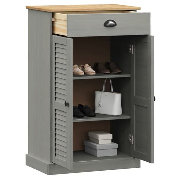 Maison Exclusive - VIGO harmaa kenkäkaappi 60x35x96 cm massiivipuusta grå