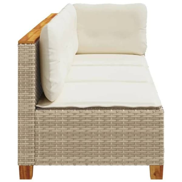 Maison Exclusive - Trädgårdsoffa med kuddar 3 platser beige flätad resin