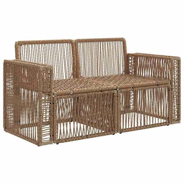 Maison Exclusive - 2-paikkainen puutarhatuoli Beige polyrotin