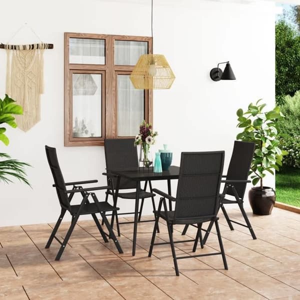 Maison Exclusive - 5-osainen musta puutarhakalustesarja