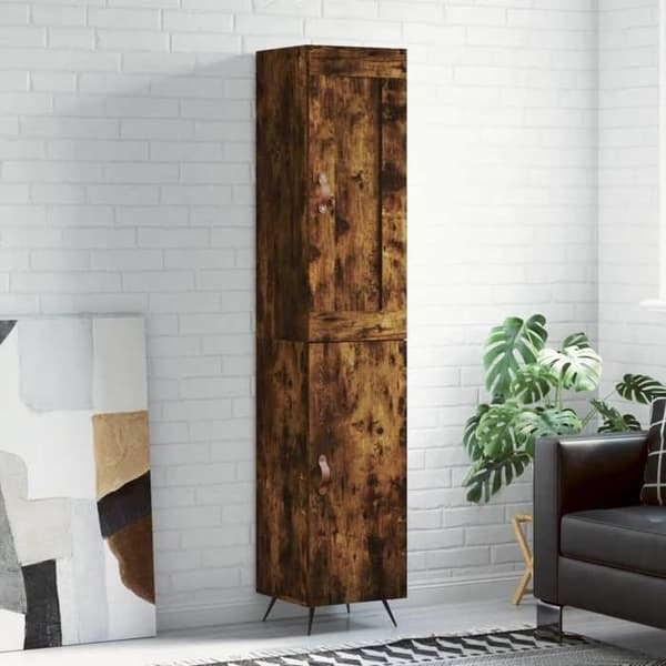 Maison Exclusive - Buffé hög Ek rökig 34,5x34x180 cm Ingenjörsträ