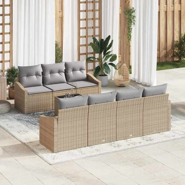Maison Exclusive - 8 osan sohvasetti beige ja harmaa polyrottinki