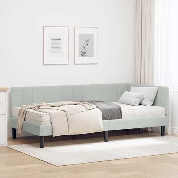 Maison Exclusive - Kulmasänky 2 osaa vaaleanharmaa 90 x 190 cm Ljusgrått