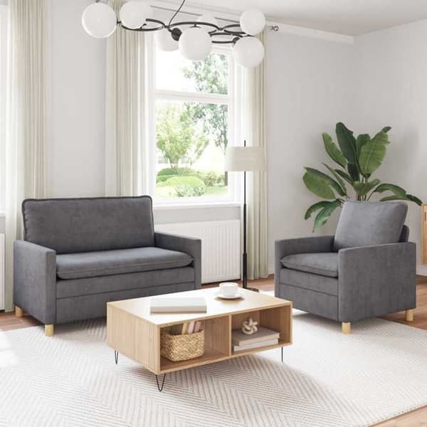 Maison Exclusive - 2 kpl sohvasetti Vaaleanharmaa Polyesteri
