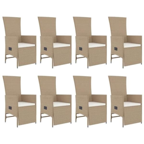 Maison Exclusive - Puutarhakalusteryhmä ja tyynyt 9 kpl beige Polyrottinki beige