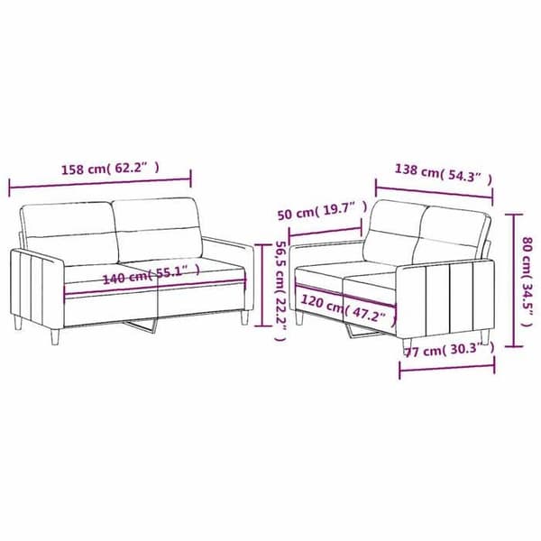 Maison Exclusive - Sæt af 2 sofaer med puder Creme Stof