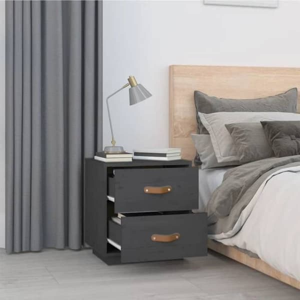 Maison Exclusive - Yöpöydät 2 kpl Harmaa 40x34x45 cm Massiivipuu Grå