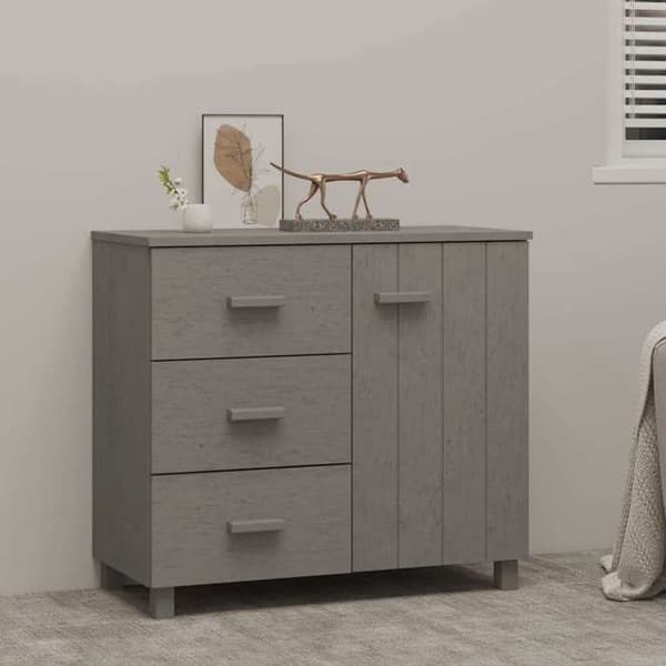 Maison Exclusive - Buffé HAMAR Ljusgrå 90x40x80 cm Massivt furu Ljusgrått