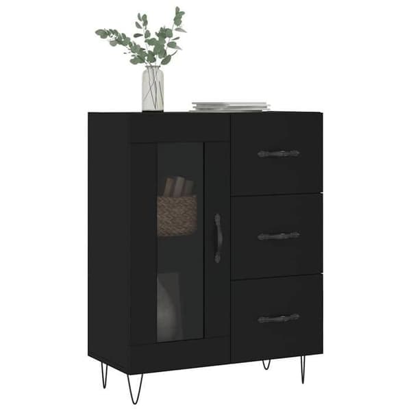 Maison Exclusive - Sort buffet 69,5x34x90 cm ingeniørtræ