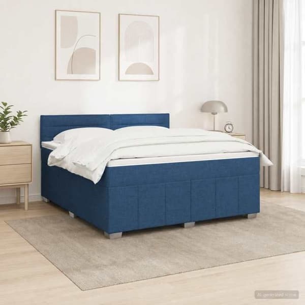 Maison Exclusive - Boxspring-sänky sinisellä patjalla 160 x 200 cm Kangas Blå