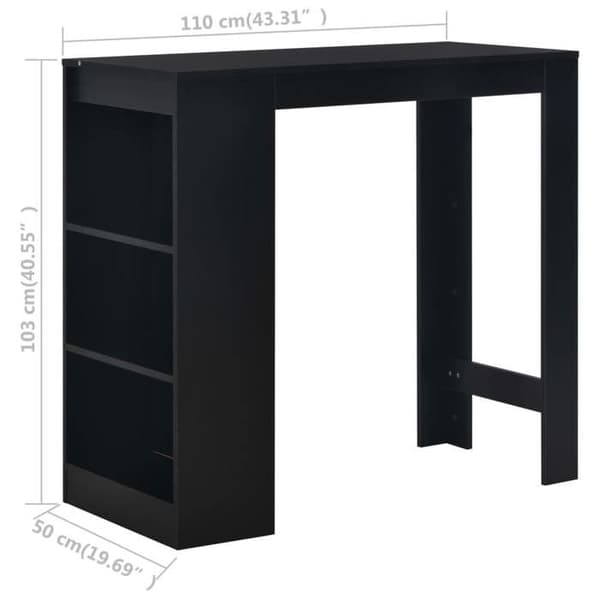 Maison Exclusive - Barbord med hylde Sort 110x50x103 cm