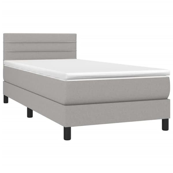 Maison Exclusive - Sengebund med lameller og madras samt LED Lys Lys grå 90x190cm