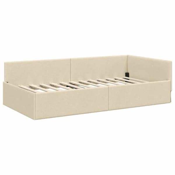 Maison Exclusive - Hörnsängram med madrass 2 pc Kräm 80 x 200 cm tyg Grädde