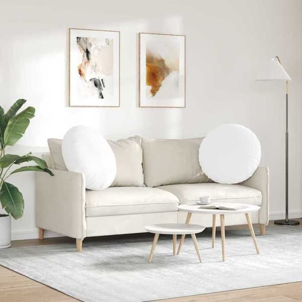 Maison Exclusive - Sittkuddar 2 st Tyg Vit Ø80 x 29 cm Vit