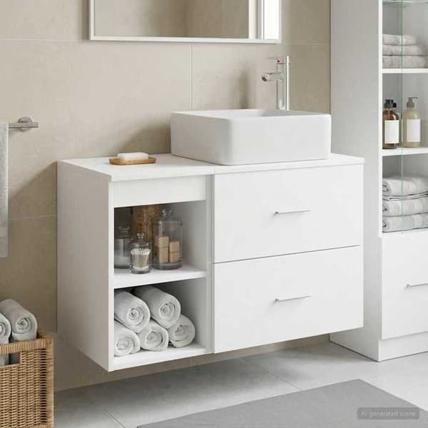 Maison Exclusive - Kylpyhuoneen kalustesarja 2 kpl Valkoinen