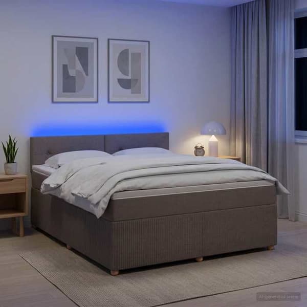 Maison Exclusive - Boxspring seng med madras Taupe 140 x 190 cm Stof