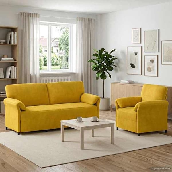 Maison Exclusive - 2 kpl Sohvaryhmä Keltainen Sametti