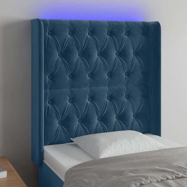 Maison Exclusive - Sänggavel med LED Blå mörk 83x16x118/128 cm Sammet