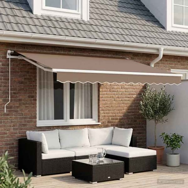 Maison Exclusive - Retractable Markis Taupe 450 × 350 cm Polyester och Aluminium
