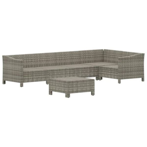 Maison Exclusive - Trädgårdsmöbler 6 delar med kuddar Grå Flätad resin