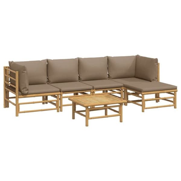 Maison Exclusive - Trädgårdsmöbler 6 delar med taupe kuddar i bambu