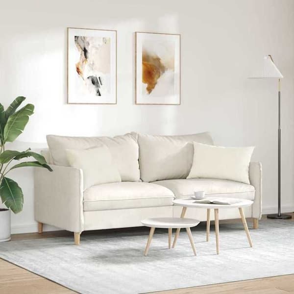 Sofa pude - MAISON EXCLUSIVE - Sæt af 2 - Fløjl - Creme - 60 x 40 cm Grädde