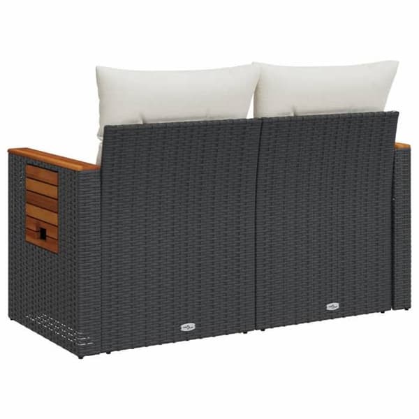 Maison Exclusive - Trädgårdsoffa med kuddar 2 platser svart flätad resin