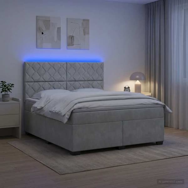 Maison Exclusive - Boxspring säng med madrass Ljusgrå 140 x 200 cm Sammet Ljusgrått