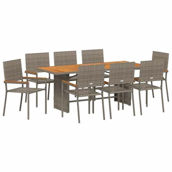 Maison Exclusive - 9 pc have spisebordssæt i grå polyrotin Grå