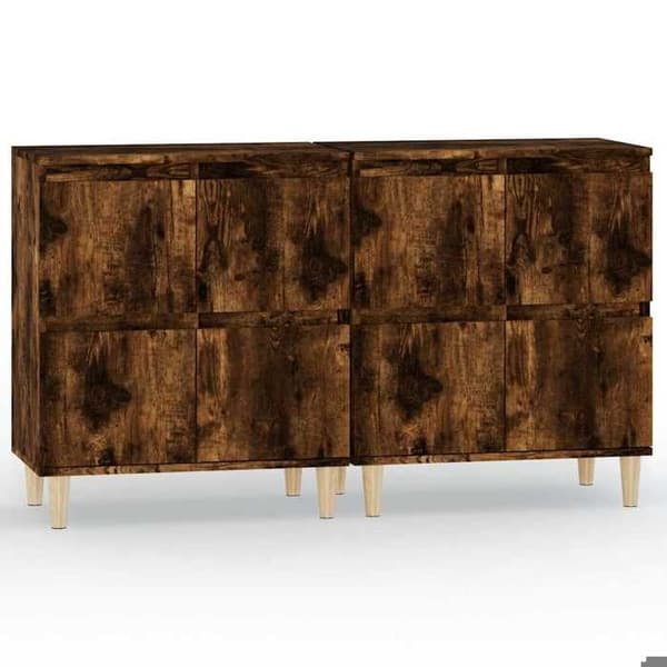 Maison Exclusive - Buffeter 2 stk røgfyldt eg 60x35x70 cm ingeniørtræ