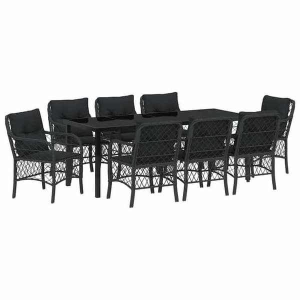 Maison Exclusive - 9 pc have spisebordssæt i sort polyrotin Svart