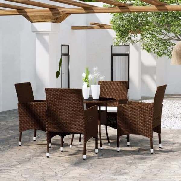 Maison Exclusive - Trädgårdsset 5 delar Flätad resin Brun brun