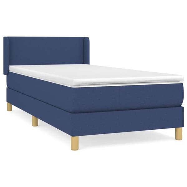 Maison Exclusive - Sengestel med springmadras Blå 90x200 cm Stof