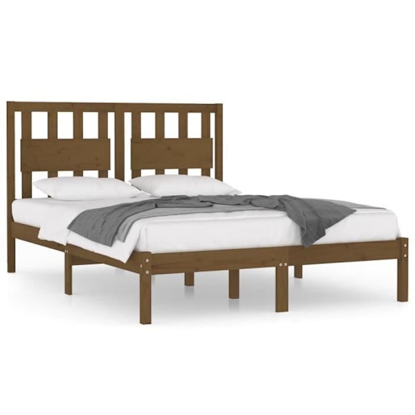 Honningbrun sengestel Massiv fyrretræ 200x200 cm31 [cm]