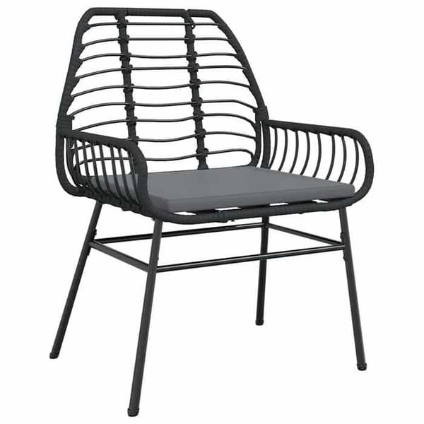 Havemøbel sæt - EKSKLUSIV HUS - 7 dele - Sort - Poly rattan & stål - Bord i hærdet glas Svart