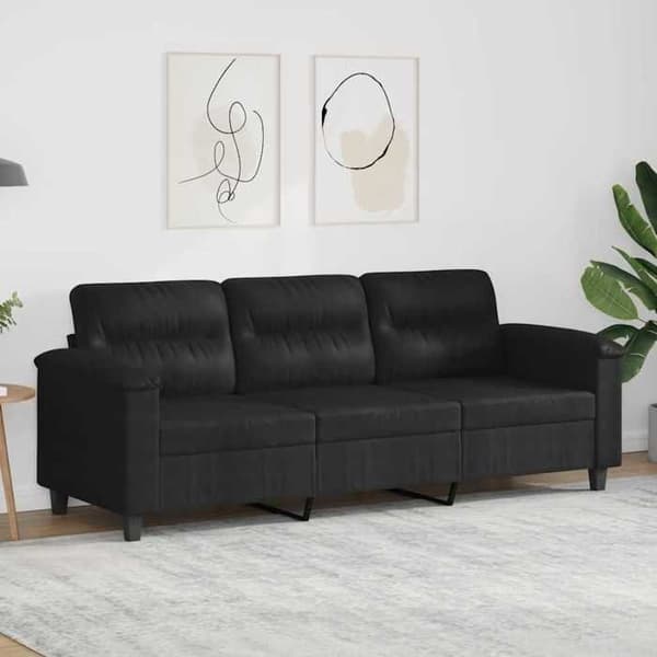 Maison Exclusive - Soffa 3-sits Svart 180 cm Mikrofiber Svart