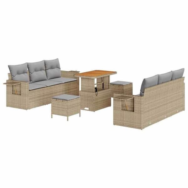Maison Exclusive - Beige polyrottin trädgårdsoffmöbelset beige