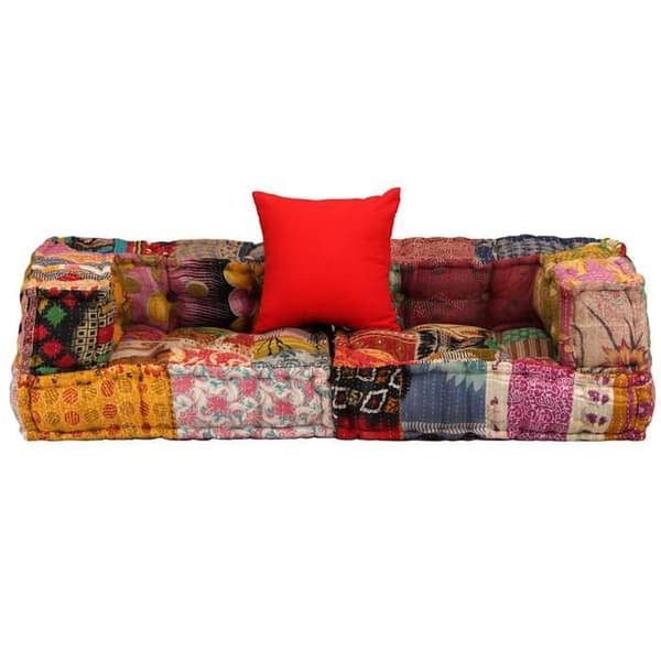Maison Exclusive - Modulär puff för 2 personer Patchwork Tyg Flerfärgad