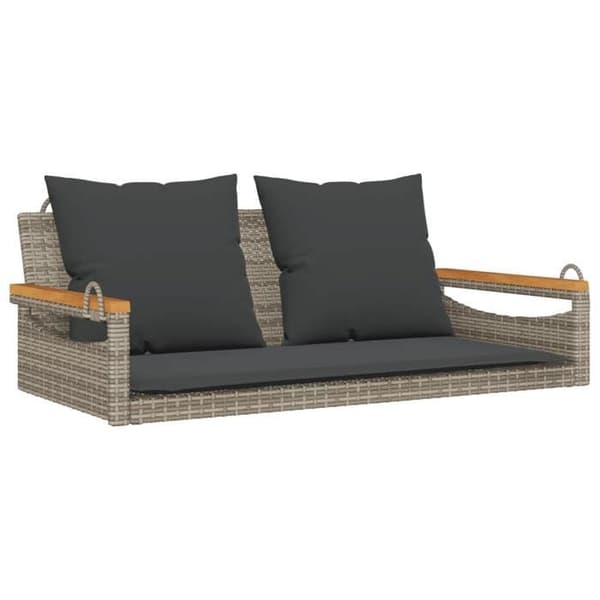 Maison Exclusive - Balanssoffa med grå kuddar 109x62x40 cm flätad resin