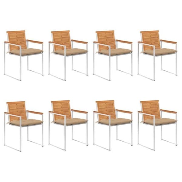 Maison Exclusive - Trädgårdsstolar set om 8 med kuddar i solid akaciaträ
