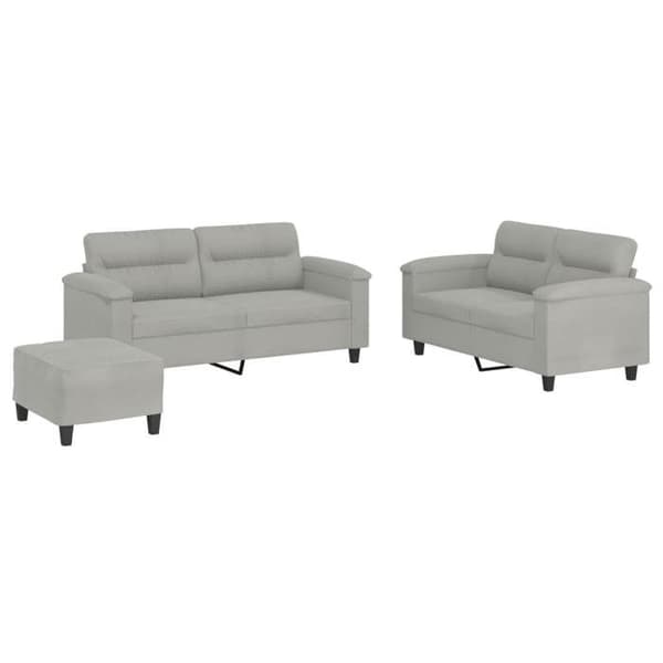 Maison Exclusive - 3-delars soffgrupp med ljusgrå kuddar i mikrofiber Ljusgrått