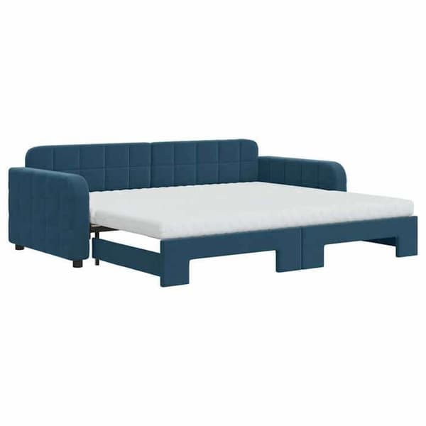 Maison Exclusive - Dagbädd med utdragbar säng och blå madrass 90x200 cm sammet Blå (sammet)